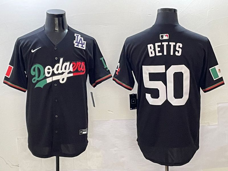 Men Los Angeles Dodgers 50 Betts Black Mexico Nike 2025 MLB Jersey style 9
